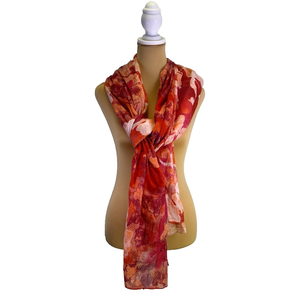 PALME NWT Floral Scarf Swim Coverup Pink‎ Orange Versatile Beach Resort Artsy